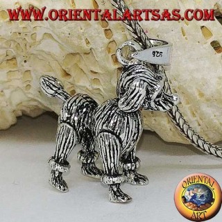 Silver pendant, the dog the mobile poodle (moves the legs, the head and the tail)