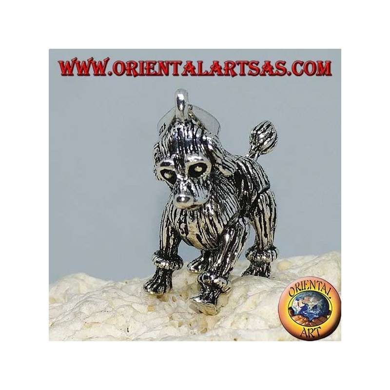 Silver pendant, the dog the mobile poodle (moves the legs, the head and the tail)