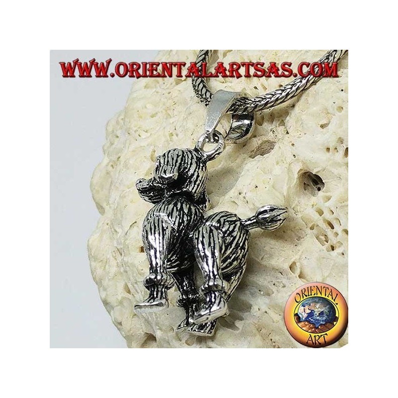 Pendentif en argent, le chien le caniche mobile (déplace les pattes, la tête et la queue)
