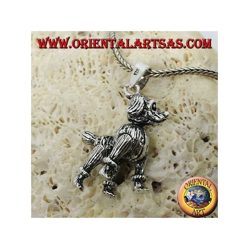 Silver pendant, the dog the mobile poodle (moves the legs, the head and the tail)