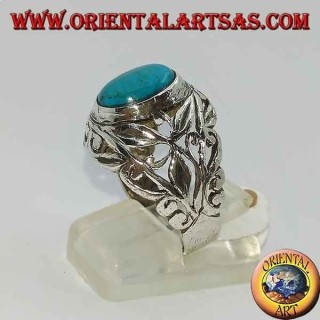 Bague en argent avec une turquoise ovale
