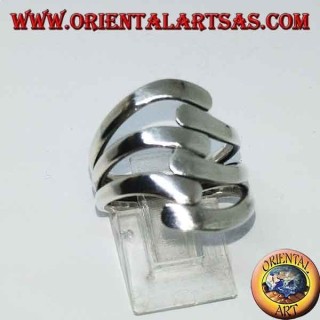 Anillo de plata con tres ondas en tres lisas