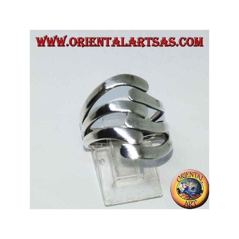 Bague en argent avec trois vagues sur trois lisses