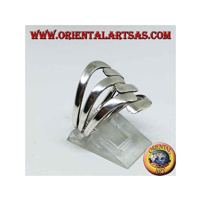 Bague en argent avec trois vagues sur trois lisses