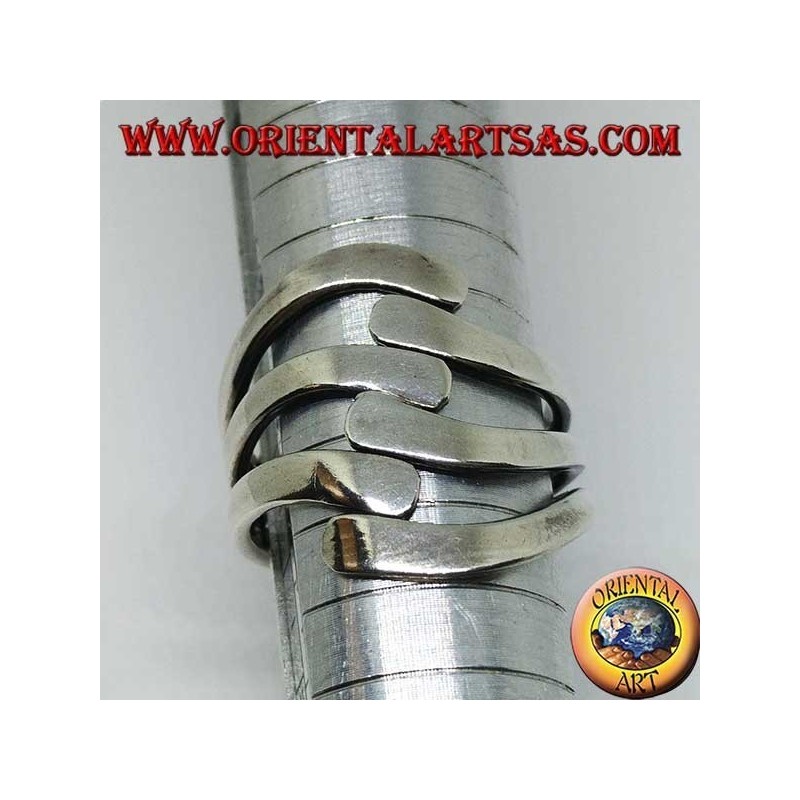 Anillo de plata con tres ondas en tres lisas