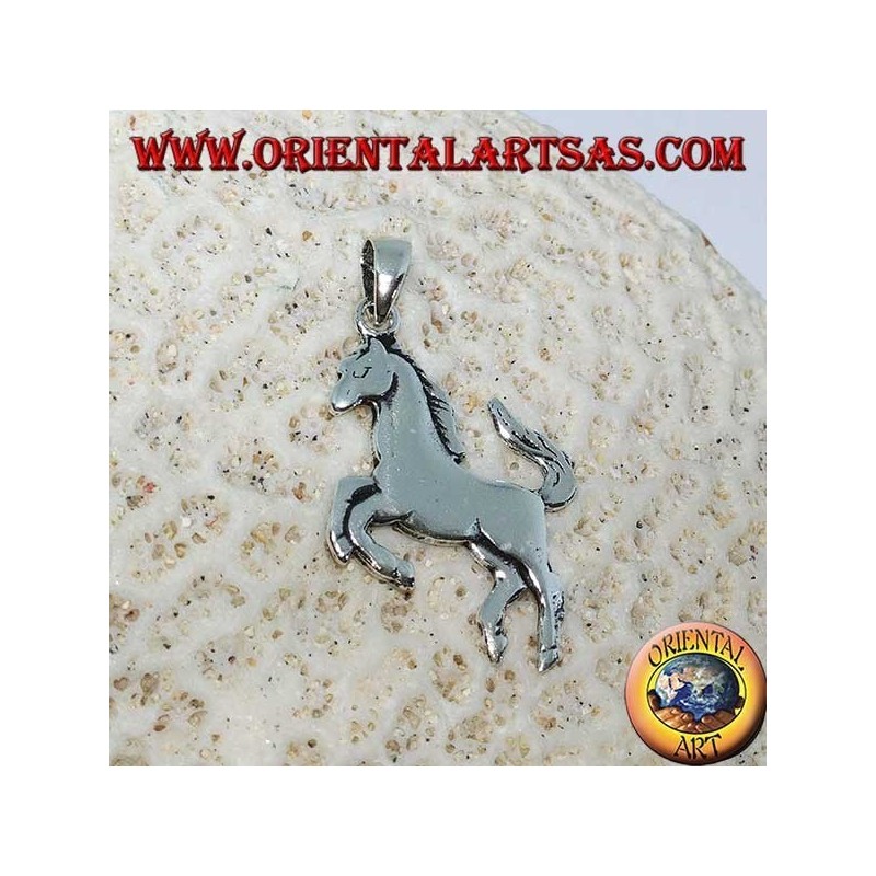 Silberanhänger grassierendes Pferdesymbol Ferrari (flach)