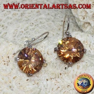 Pendentif en argent avec zircon Champagne à facettes rondes naturelles