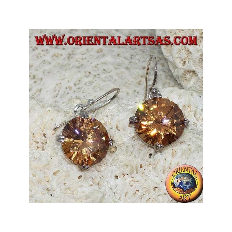 Silberanhänger mit natürlichem, rundem, facettiertem Champagner-Zirkon