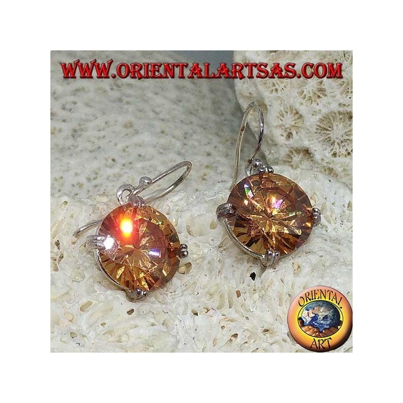 Pendentif en argent avec zircon Champagne à facettes rondes naturelles