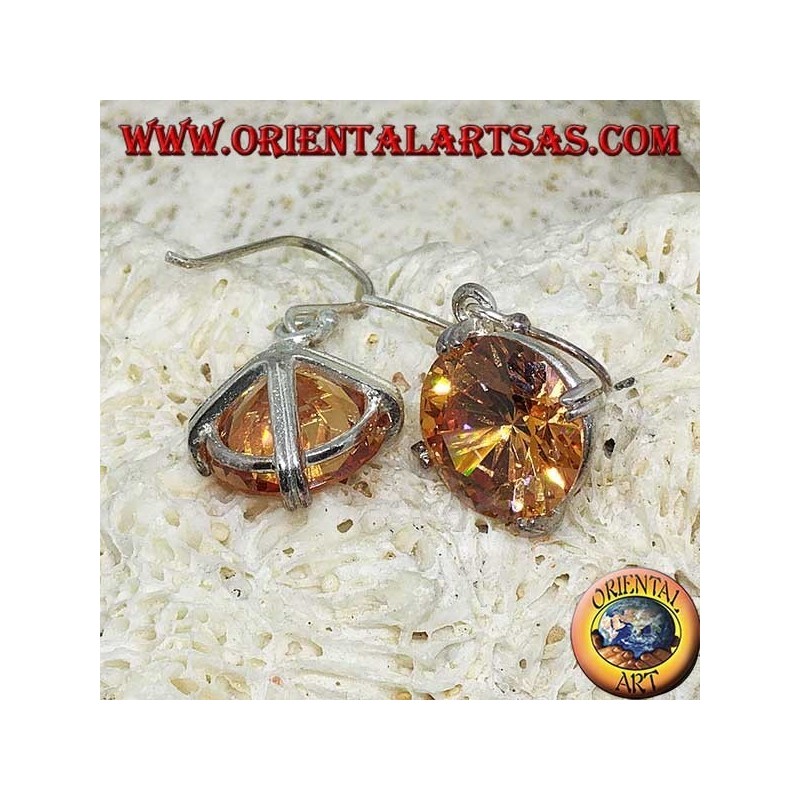 Pendentif en argent avec zircon Champagne à facettes rondes naturelles