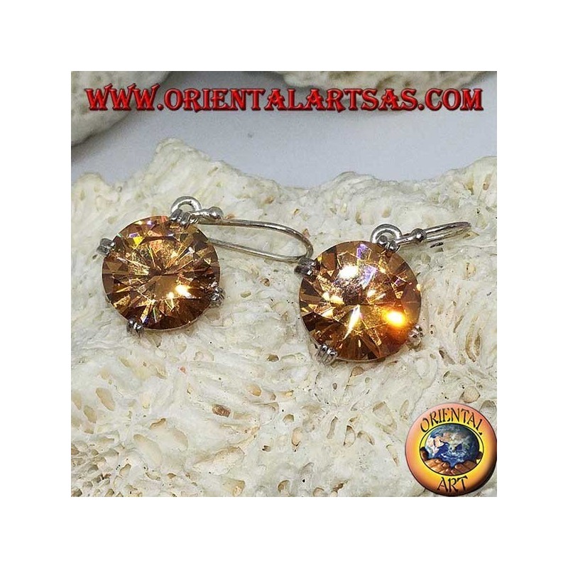 Pendentif en argent avec zircon Champagne à facettes rondes naturelles