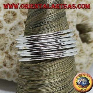 Silver ring with seven parallel wire rings