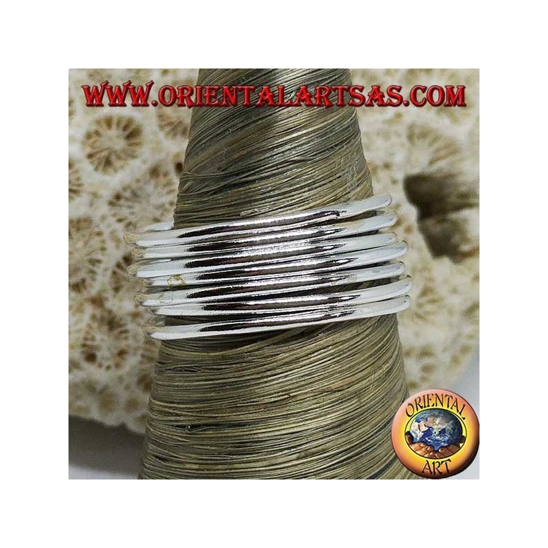 Silver ring with seven parallel wire rings