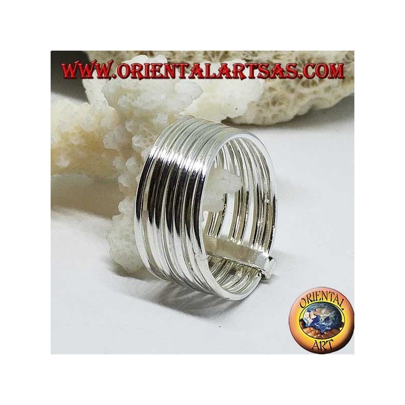Anello in argento da sette anelli a fili paralleli