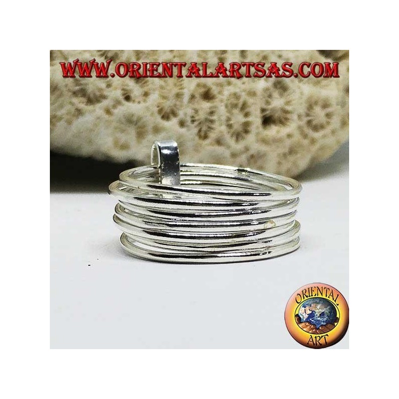 Anello in argento da sette anelli a fili paralleli