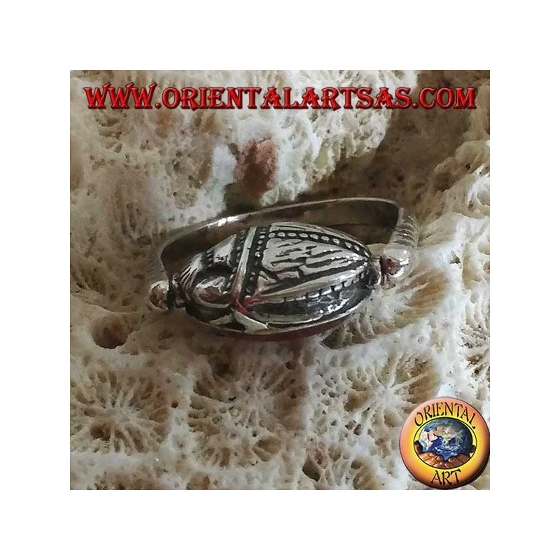 Bague en argent renouvelable à double usage avec cornaline ou scarabée ovale