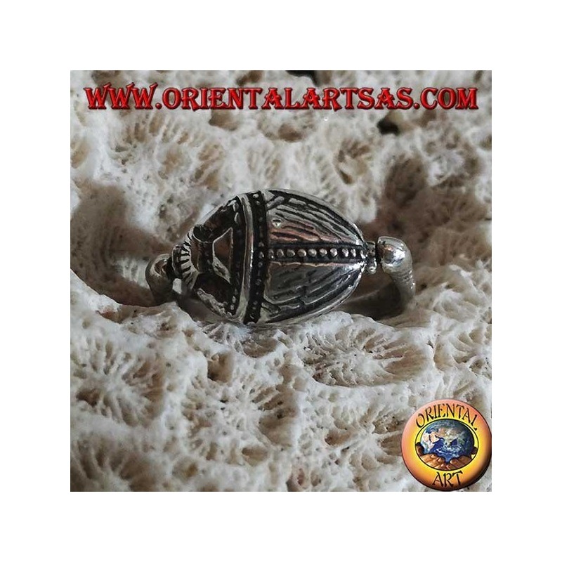 Bague en argent renouvelable à double usage avec cornaline ou scarabée ovale