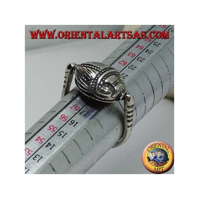 Double use revolving silver ring with oval carnelian or scarab