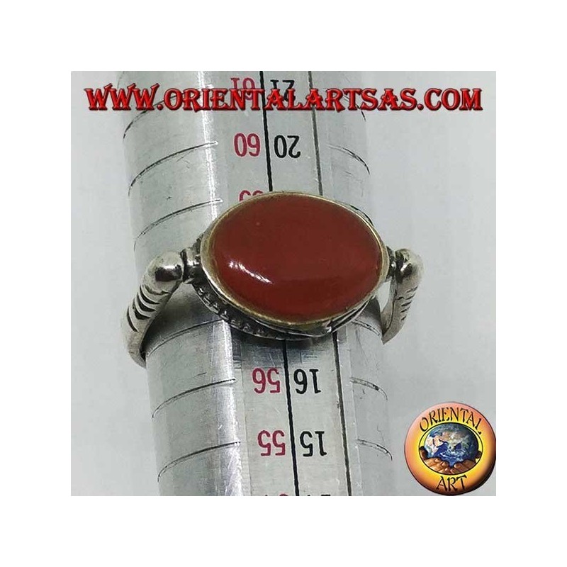 Anello in argento girevole doppio uso con corniola ovale o scarabeo