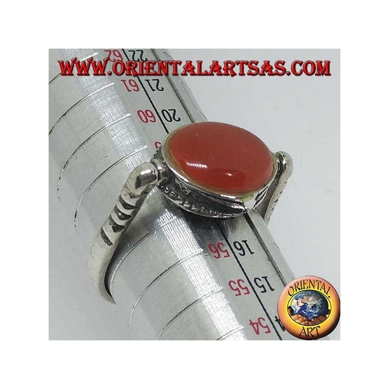 Double use revolving silver ring with oval carnelian or scarab