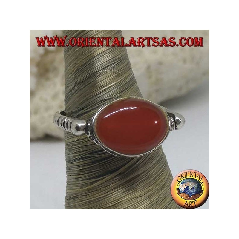 Double use revolving silver ring with oval carnelian or scarab