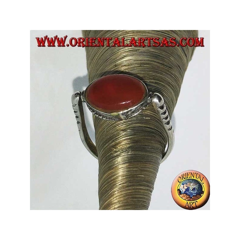 Anillo giratorio de plata de doble uso con cornalina o escarabajo ovalado