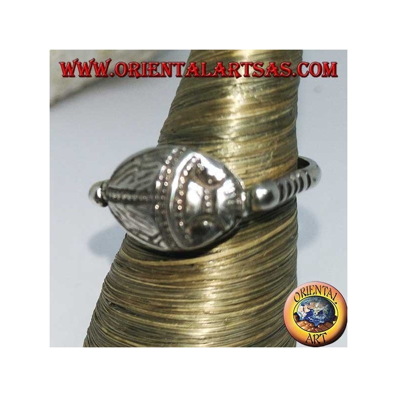 Double use revolving silver ring with oval carnelian or scarab