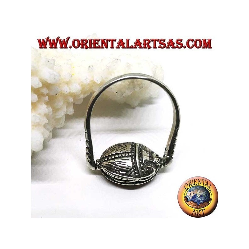 Double use revolving silver ring with oval carnelian or scarab