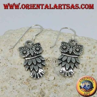 Silver Owl-shaped dangling earrings symbol of wisdom