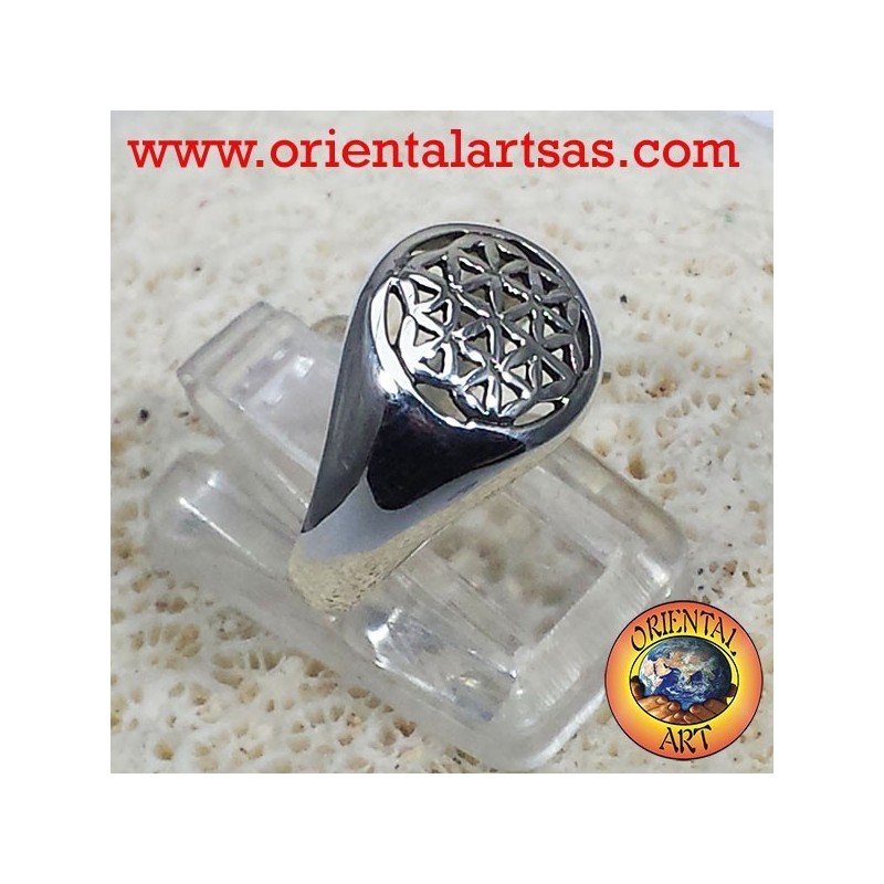 anello fiore  della vita in argento p.