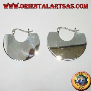 Boucles d'oreilles demi-lune plates en argent, (tribal)