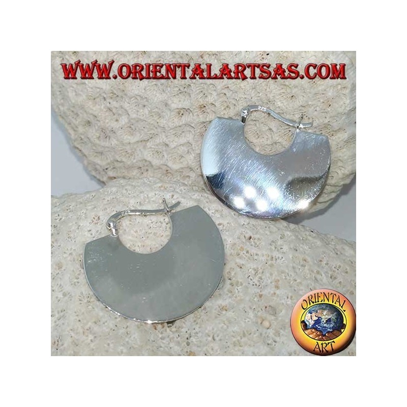 Boucles d'oreilles demi-lune plates en argent, (tribal)