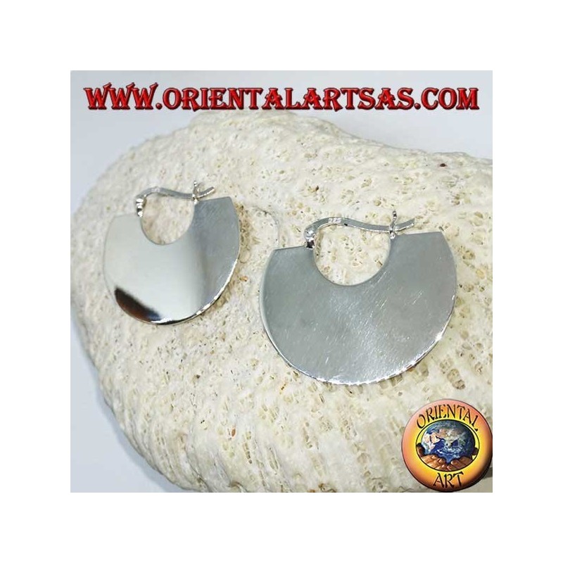 Boucles d'oreilles demi-lune plates en argent, (tribal)