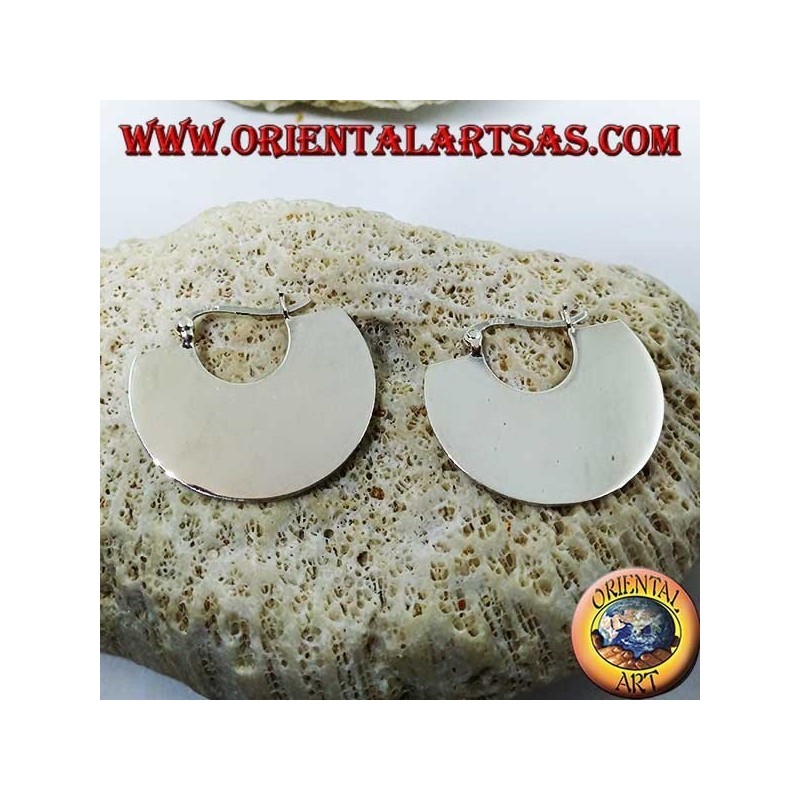 Boucles d'oreilles demi-lune plates en argent, (tribal)