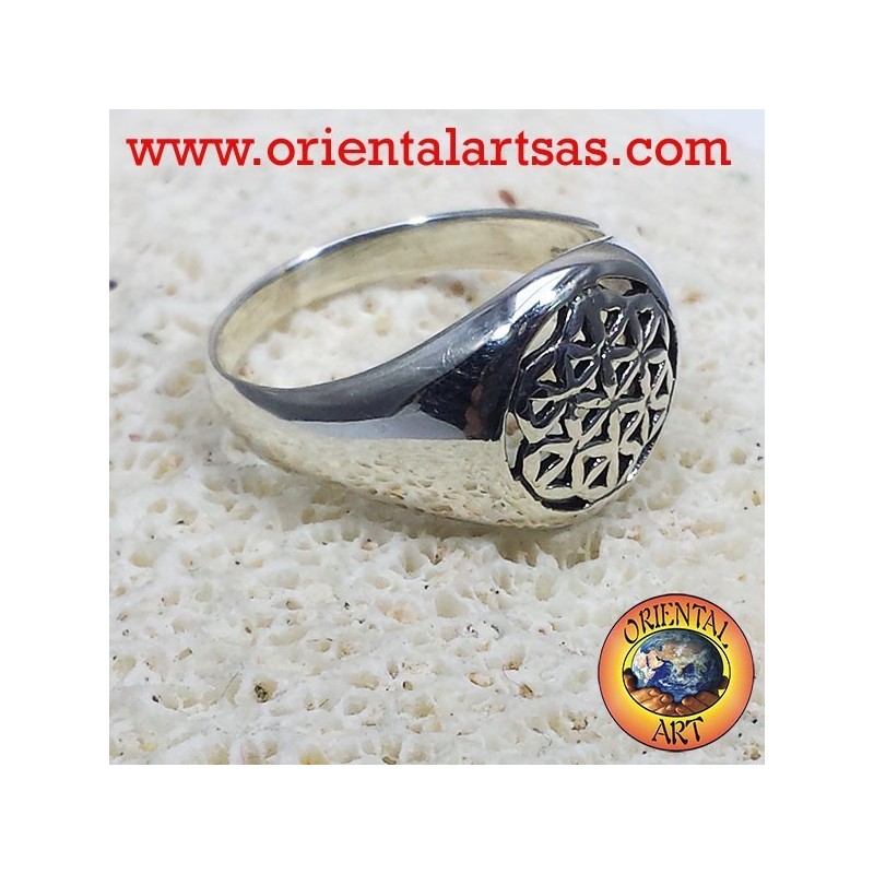 anello fiore  della vita in argento p.