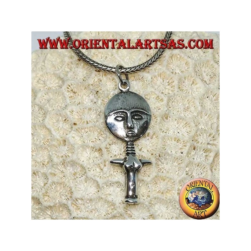 Pendentif en argent, symbole du poupee Ashanti Ghana Fertilité