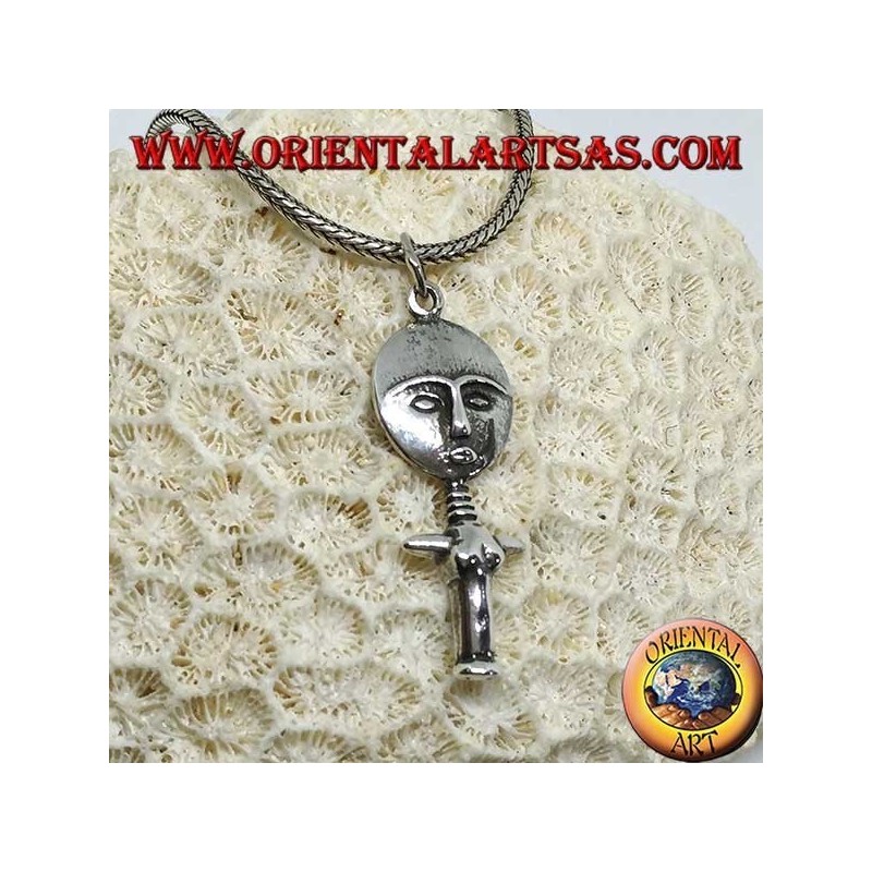 Pendentif en argent, symbole du poupee Ashanti Ghana Fertilité