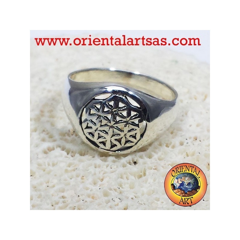 anello fiore  della vita in argento p.