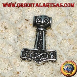 Ciondolo in argento Martello di Thor inciso , Mjolnir Vikings 