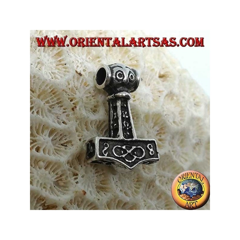 Ciondolo in argento Martello di Thor inciso , Mjolnir Vikings