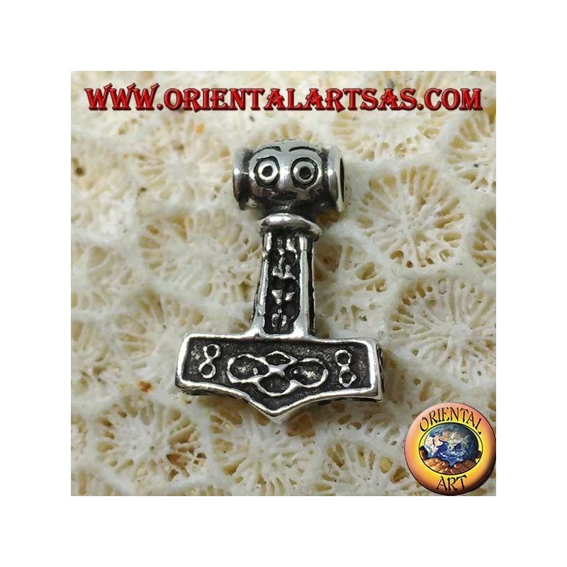 Ciondolo in argento Martello di Thor inciso , Mjolnir Vikings