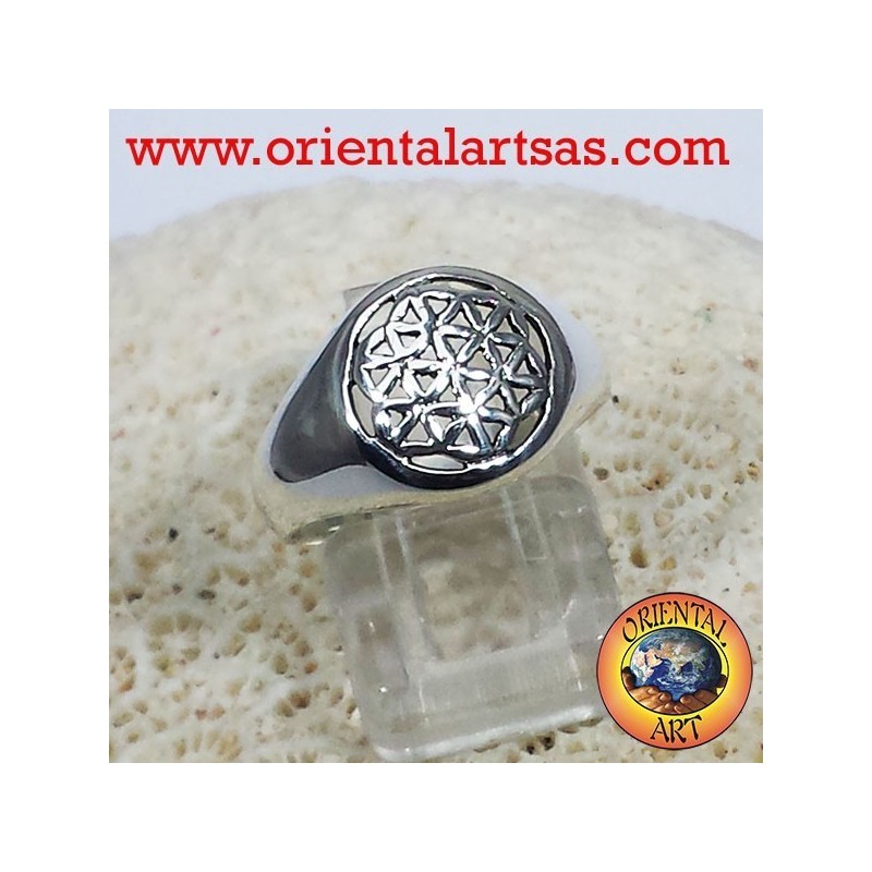 anello fiore  della vita in argento p.