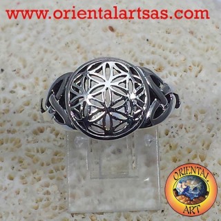 Flor de la Vida Anillo de plata con nudo celta