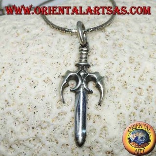 Silver pendant, Japanese trident (SAI) (釵)