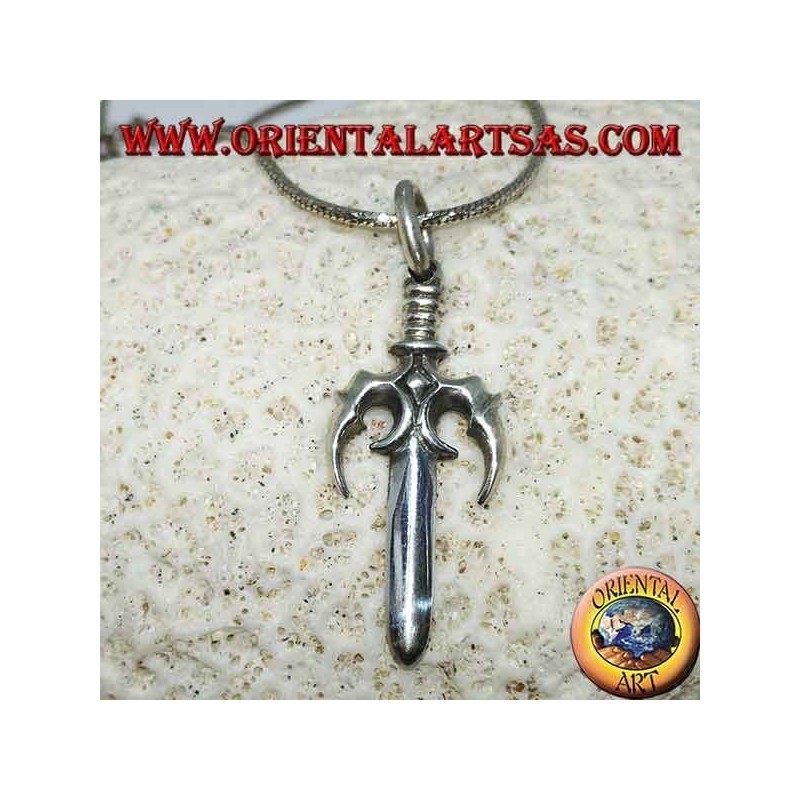 Silver pendant, Japanese trident (SAI) (釵)