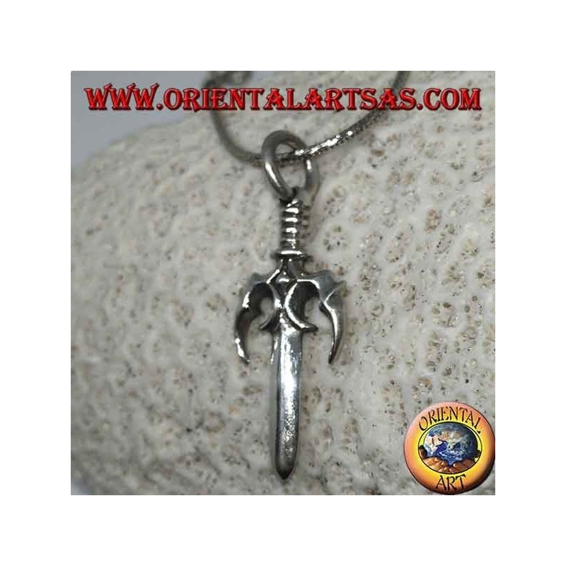 Silver pendant, Japanese trident (SAI) (釵)