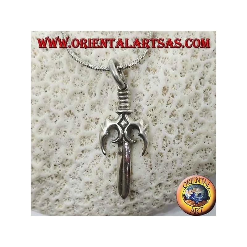 Ciondolo  in argento  tridente Giapponese  Sai (釵)