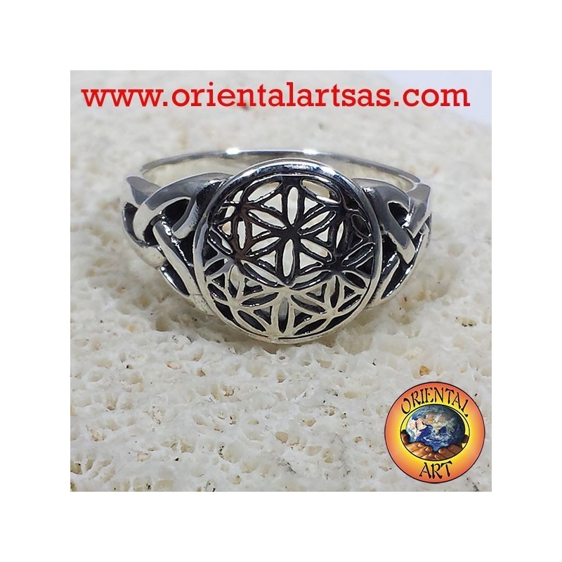 Flor de la Vida Anillo de plata con nudo celta