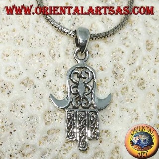 Pendentif en argent 925 Mir main de Miriam de Fatima Hamsa sculptée (moyenne)
