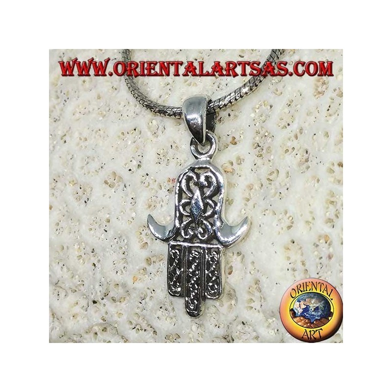 Anhänger aus Silber 925 Mir Hand von Miriam von Fatima Hamsa geschnitzt (mittel)